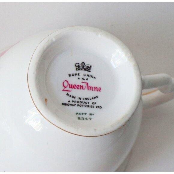 Teacup and Saucer Vintage Queen Anne Fine Bone China England Pink Roses - Picture 5 of 5